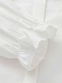 Balabala Young Girls' Shirt, Classic White Long-Sleeve Top - Original White - View 4