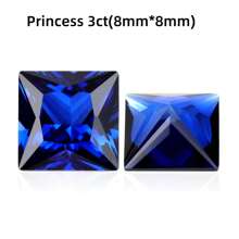 Una gema de zafiro de corte princesa 100% cultivada en laboratorio para hacer dijes, materiales avanzados para hacer joyas DIY