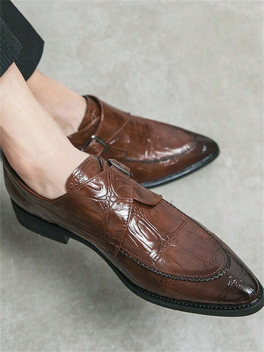 男士正装商务厚底尖头真皮正装鞋，通勤鞋