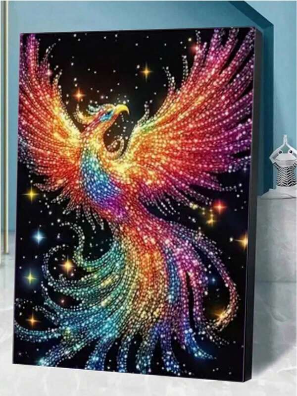 1 Peça Kit de Pintura de Diamante 5D Completo DIY, Arte em Mosaico Abstrata Fantasia Fênix do Sótão, Bordado de Strass de Acrílico PMMA, Ponto Cruz, Artes e Artesanato para Decoração de Parede