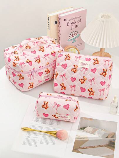 1Piece Cherry Design Makeup Bag Travel Makeup Bag Toiletry Bag Travel Bag Makeup Storage Container Large Capacity Makeup Bag Makeup Storage Container Multi Functional Travel Makeup Bag Wallet Pencil Box Set Girls' Festival Essential Large Capacity Zipper Bag Wallet Bag Sanitary Tampon Bag