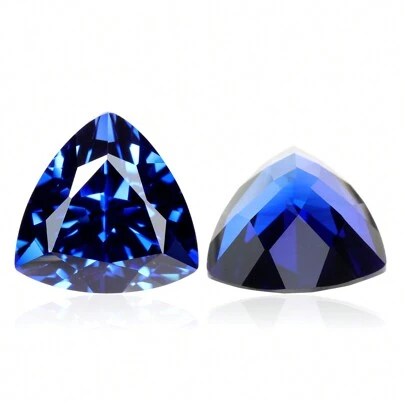 One 100% Lab Grown Sapphire Trillion Cut Gemstone For Charms Advanced Jewelry Making Materials DIY