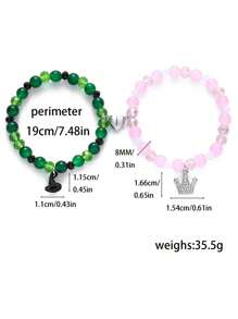 2pcs Evil Friendship Bracelet Set, Crown Witch Hat Design, With Magnetic Clasp, Suitable For Couples, Fans, Christmas, Valentine's Day Party Gifts - Multicolor - View 11