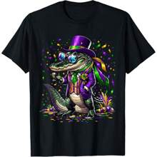 Disfraz de cocodrilo Mardigator Mardi Gras para hombres y mujeres, camiseta de Mardi Gras - Negro - Ver 1