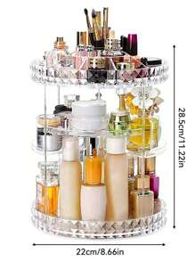 Rotating Makeup Storage Box, Acrylic Cosmetic Organizer Rack For Skincare Products, Perfume, Lipstick, Vanity Table, Bathroom Countertop, Makeup Organizer, Makeup Stuff, Box With Lid, Storage Box Plastic, Storage Organizer, Makeup Display, Organiser Makeup, Storage Makeup Organizer, Clear Shelf, Organizer For Makeup, Gifts For Women, Desktop Storage, Desk Tidy, Byoma Skincare, Dressing Table Makeup, Organizeres,For Holiday Beach, Bathroom Collection, Bedroom Collection, Large Capacity