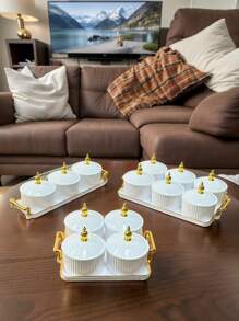 1 Set Nueva caja con diseño de moda para dulces con tapa de sellado, contenedor de almacenamiento doméstico para dulces, frutos secos, bocadillos y galletas - Blanco - Ver 8