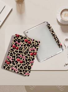 Leopard Spot & Cherry Pattern Protective Case Compatible With IPad 10th Gen, IPad Air 4/5 10.9-Inch, Built-In Pen Slot Compatible With Samsung Tab A8 10.5-Inch, Tab A7 Lite 8.7-Inch, Stylish Leather Cover, Suitable For Back To School, Valentine's Day, New Year Gifts