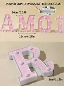 1pc 6.3inch Creative Pink Luminous A-Z Letter Light,Number Shape Light,Battery Powered Alphabet Light, Home Decor Letter Lamp,Room Decor Letter Shape Night Light,Bedroom Decor, Wedding Decor, Party Decor, Birthday Decor,Home Desktop Decoration Alphabet Light,Valentine's Day Decorative Lights