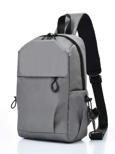 Solid Color Versatile Dual Pocket Chest Bag, Casual Fashion Unisex Suitable For Daily Outing