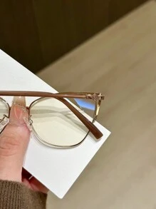 1 Stück Damen Metall Katzenaugen Brille mit Strass, einzigartiges Design, funkelnde Ästhetik, blaulichtfilternd - Transparent - Übersicht 5