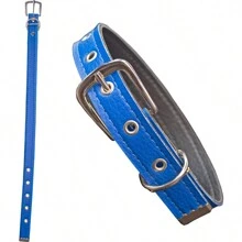 Synthetic Leather Dog Collar For Large And Small Dogs - Azul - View 2