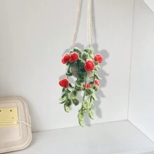 1 pieza Planta de crochet linda para espejo retrovisor de carro/decoración de habitación, accesorio colgante hecho a mano para espejo de carro estilo bohemio, adecuado para mujeres y niñas, decoración estética interior verde del carro, adorno colgante para camión para hombres