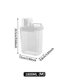 1pc Airtight Laundry Detergent Dispenser - Plastic, Clear Powder & Liquid Storage Container With Lid , Detergent Storage Box - Clear - View 9