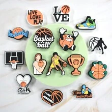 15PCS/SET Basketball Theme Shoe Charms Trophies Basketballs Sneakers Patterns Shoe Accessories Holiday Gifts