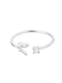 1Pc Minimalist Initial Open Ring Cubic Zirconia Alphabet Letter Rings Fashionable Jewelry Accessories(No Gift Box)