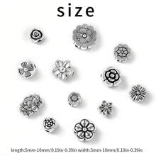 50/100 件混合复古银色花朵珍珠、雏菊和玫瑰花朵合金隔珠，适用于 DIY 手链、项链、珠宝、情侣配饰、情人节礼物