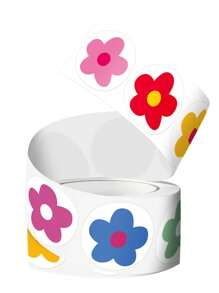 500 pièces/rouleau Autocollants de fleurs colorées, 1 pouce rond, 6 couleurs, enveloppes, cartes, tasses, scrapbooks DIY décor, emballage cadeau autocollant PVC - Multicolore - Voir 4