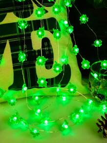 10ft 30 LED Green Clover String Lights, Battery Powered Fairy Lucky Four-Leaf Clover Lights, Suitable For Indoor Bedroom Party, St. Patrick's Day Celebration Decor, Irish Party Decor, Suitable For Home Indoor/Outdoor Wedding Anniversary Holiday Green Decor - màu xanh lá - Xem 2
