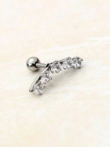 1PC Stainless Steel Crystal CZ Cartilage Helix Ear Piercing Tragus Lobe Curved Zirconia Stud Earrings Wedding Party Accessories Body Jewelry