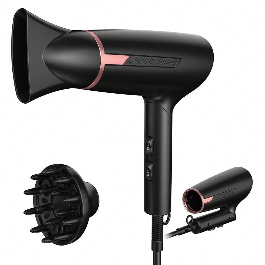 UKLISS Negative Ions High Speed Hair Dryer, Hair Blow Dryer With Diffuser - UK Plug(220-240V) - View 1