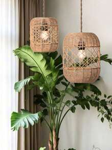 1pc Handwoven Paper Rope Lampshade - Bohemian Pendant Light Cover For Restaurants, Bars, Homes, And Tea Rooms - Unique And Artistic Hanging Lighting Decor