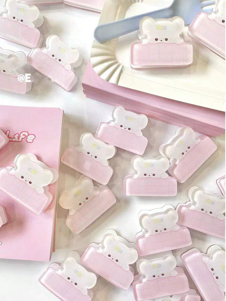 10个装可爱果冻小狗PP夹，适合开学季，双面亚克力，学生账户标签纸PP夹，可用于夹礼物、贺卡、情人节卡片