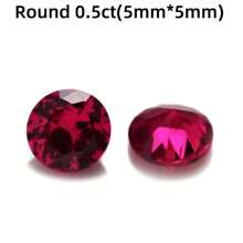 一颗 100% 实验室培育红宝石圆形切割宝石，用于制作饰品高级珠宝制作材料 - 紅色 - 查看 9