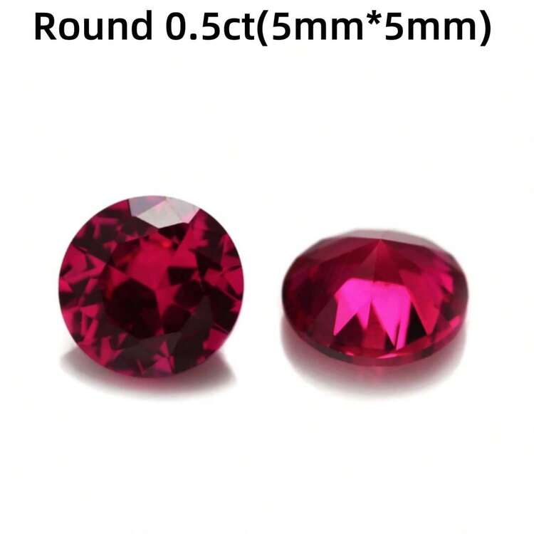 一颗 100% 实验室培育红宝石圆形切割宝石，用于制作饰品高级珠宝制作材料 - 紅色 - 查看 8