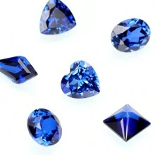 一颗 100% 实验室培育蓝宝石心形切割宝石，用于制作吊饰高级珠宝制作材料 DIY - 藍色 - 查看 6