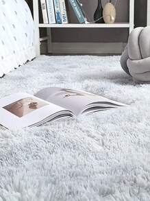 1pc Long Pile Soft Washable Plush Carpet For Bedside, Bedroom, Living Room, Entrance, Nursery Room Decorative Mat, Suitable For Children's Playroom, Dorm, Square Shape - Beige - View 6