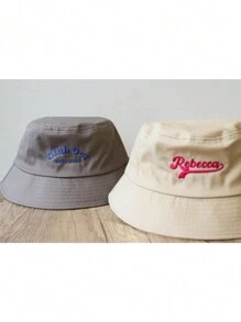 1pc Custom Embroidered Bucket Hats, Custom Embroidered Bucket Hats, Personalized Sun Hats, Unique Bucket Hats, Picnic Hats Travel Sun Hats, Gifts For Friends, Gifts For Mother/Father/Wife/Husband, Gifts For Brides And Bridesmaids, Valentine's Day Gifts,Durable,Engraved,Stainless,Colorful,Cute,Adorable,Funny,Kawaii,Y2K,Stylish,Unisex,Casual,Custom,Personalized,Unique,Customized,Ideal Gifts For Him,Ideal Gifts For Her,Her,Boyfriend,Girlfriend,Family,Friends - A - View 4