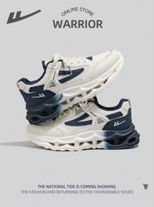WARRIOR 1 Pair Men's Light Weight Breathable Mesh Sports Shoes, Lace-Up Front, Thick Sole, Low-Top Casual Outdoor Sneakers