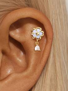 1Pair 925 Sterling Silver Star Four Leaf Clover Hoop Earrings Cartilage Piercing Earrings Ear Cuff Tiny Hoop Earrings For Women Daily Wear Wedding Party Engagement Anniversary Valentine's Day