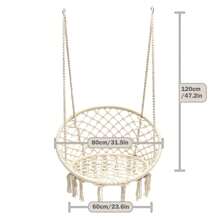 Garpans Hammock Chair Macrame Swing Chair Handmade Knitted Hanging Cotton Rope Chair For Indoor/Outdoor Home Patio Deck Yard Garden Reading Leisure White - 白色 - 查看 5