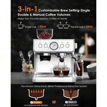 COWSAR Espresso Machine,15 Bar Professional Espresso Maker With Barista Coffee Grinder/Milk Frother,Coffee Machine For Espresso/Cappuccino/Latte,Single & Double Cup,1350W - 白色 - 查看 5