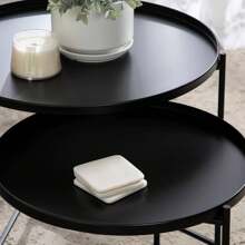 Well Home Wellhome Set Of 2 Round Side Tables In Black Metal Ø31 Ø36cm. Free Shipping In 24/72h - Multicolor - View 4