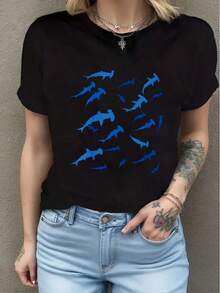 Hammerhead Shark T-Shirt T-Shirt - Black - View 1