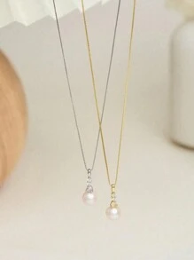 Colar de pérolas de prata esterlina S925 com diamante, colar de noiva, colar de casamento, colar de mãe, presente de dia das mães, presente de madrinha
