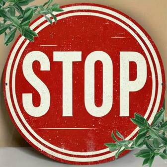 Vintage "STOP" Round Sign - Perfect For Bedroom, Living Room & More - Artistic Home Decor Gift, 7.8" Diameter, Hole Style Random,Home Decor ,Room Decor,Wall Decor