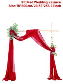 1pc 75*300/600cm Red Sheer Arch Drape, Chiffon Ceiling Drape, Backdrop Curtain, Wedding Arch Entrance Drape Fabric, Birthday/Baby Shower/Wedding Party Decor, Bridal Shower/Wedding Ceremony/Reception/Home Room Backdrop/Curtain, Multipurpose Wedding Arch/Staircase/Chair Back Decor Sheer, Valentine's Day/Wedding Favor - Red - View 11