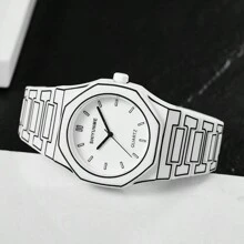 1pc Men's Fashion Casual Elegant Comic Sketch Design Quartz Wrist Watch, Suitable For Men's Daily Life, Business, Party, Holiday Gift