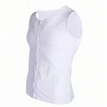 Men Tummy Control Slimming Body Shapewear Gynecomastia Compression Vest Zip Up Shirt Tank Tops Solid Zipper Sports Tank Tops Undershirt - White - View 8
