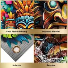 1 Pc, Tiki Bar Tropical Floral Themed Doorway Curtain - Hawaiian Theme, 70x35 Inch Polyester - Perfect For Photo Booth, Outdoor & Home Decor, Parties & Events, Seasonal Holiday Decor, Garden Decor, Photography Backdrop, Party Supplies - SYMF-853 - View 9