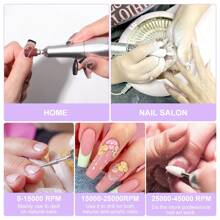 45000RPM Portable Nail Drill Machine, Professional Rechargeable Electric Efile Nail Drill For Acrylic Nails, Manicure/Pedicure, Polishing, Cuticle - Salon Or Home Use, Nail Drill Kits,Perfect New Year Valentine's DayGift For Ladies