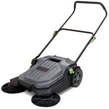 Walk-Behind Hand Push Floor Sweeper 25.6" Sweeping Width Floor Sweeper Manual Non-Electric 5-Gallon Waste Container Angle & Height Adjustable Folding Handle For Walkway Yard Garage Patio - Màu xám đen - Xem 8