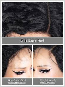NOBLE Perruque synthétique à dentelle frontale frisée et bouclée 13x4x1 avec partie en T noire de 26 pouces, avec cheveux bébé. Perruque à dentelle frontale synthétique pour femmes, pour le cosplay et l'utilisation quotidienne, résistante à la chaleur.