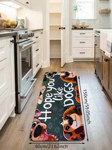 1 pieza Alfombra decorativa para el hogar con patrón de perrito, estilo de invierno de gran , para sala de estar, comedor, sofá, silla, cocina, dormitorio, antideslizante, fácil de limpiar, suave y cómoda