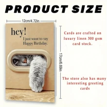 1pc Cute Cat Reaching Design Creative Birthday Card, Birthday Gift For Family And Friends, Suitable For Birthday Party, Gift Card - Multicolor - View 8