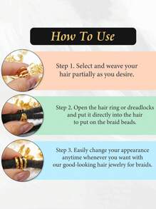 40 pezzi di gioielli per capelli per trecce, fascette per capelli in oro, anelli multistile, perle per capelli regolabili per trecce, dread e accessori per capelli per donne e ragazze