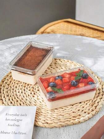 10 piezas de cajas rectangulares transparentes para almacenar tiramisú y leche de soja, adecuadas para embalaje y exhibición de productos de repostería (sin incluir etiquetas)